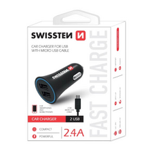 Swissten CL adaptér na 2xUSB 2,4A + kábel microUSB