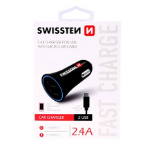 Autonabíjačka Swissten CL adaptér na USB 2.4A + kábel USB-C