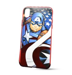 Puzdro Marvel TPU iPhone XR Captain America vzor 004 (licencia) - červené chrome