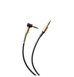 mobilNET Lomený kábel AUX 2x3.5mm jack 1m Čierny