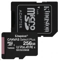 MicroSDXC karta KINGSTON 256GB Canvas Select Plus Class 10 (r/w 100MB/s / 85MB/s) + adaptér