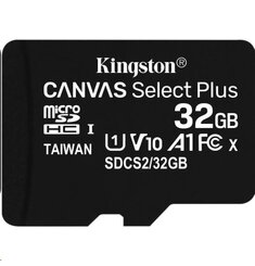 32GB microSDHC Kingston Canvas Select Plus  A1 CL10 100MB/s bez adapteru