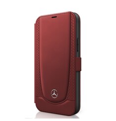 MEFLBKP12SARMRE Mercedes Perforated Leather Book Pouzdro pro iPhone 12 mini 5.4 Red
