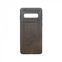 Samsung Galaxy S10 tmavo hnedé Totem drevené puzdro (V)
