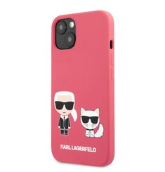 KLHCP13SSSKCP Karl Lagerfeld and Choupette Liquid Silicone Pouzdro pro iPhone 13 mini Red