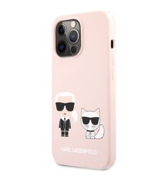 KLHCP13XSSKCI Karl Lagerfeld and Choupette Liquid Silicone Pouzdro pro iPhone 13 Pro Max Pink