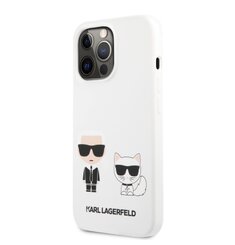 KLHCP13XSSKCW Karl Lagerfeld and Choupette Liquid Silicone Pouzdro pro iPhone 13 Pro Max White