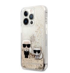 KLHCP13XGKCD Karl Lagerfeld Liquid Glitter Karl and Choupette Kryt pro iPhone 13 Pro Max Gold