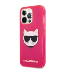 KLHCP13XCHTRP Karl Lagerfeld TPU Choupette Head Kryt pro iPhone 13 Pro Max Fluo Pink