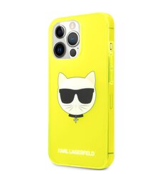 KLHCP13LCHTRY Karl Lagerfeld TPU Choupette Head Kryt pro iPhone 13 Pro Fluo Yellow
