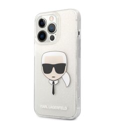 KLHCP13LKHTUGLS Karl Lagerfeld TPU Full Glitter Karl Head Kryt pro iPhone 13 Pro Silver