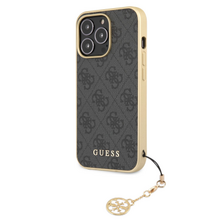 GUHCP13LGF4GGR Guess 4G Charms Zadní Kryt pro iPhone 13 Pro Grey