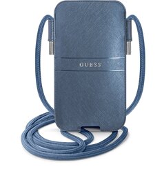 GUPHMPSASBBL Guess PU Saffiano Metal Logo Pouch S/M Blue (vnútorný rozmer: 159 x 91 mm)