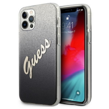 Guess case for iPhone 12 / 12 Pro 6,1&quot; GUHCP12MPCUGLSBK black hard case Glitter Gradient Scrip
