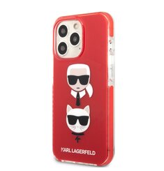 Karl Lagerfeld TPE Karl and Choupette Heads Kryt pro iPhone 13 Pro Red