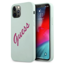 Guess case for iPhone 12 / 12 Pro 6,1&quot; GUHCP12MLSVSBF blue-fuchsia hard case Silicone Vintage