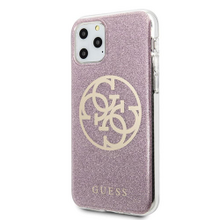 Guess case for iPhone 11 Pro Max GUHCN65PCUGLPI pink hard case Glitter 4G Logo