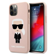 Karl Lagerfeld case for iPhone 12 Mini 5,4&quot; KLHCP12SSLFKPI light pink hard case Silicone Iconi
