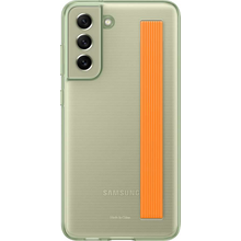 Samsung polopriehľadný zadný kryt s pútkom pre S21 FE, zelený
