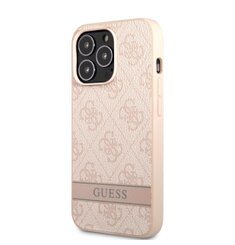 Guess PU 4G Stripe Zadní Kryt pro iPhone 13 Pro Pink