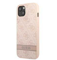 Guess PU 4G Stripe Zadní Kryt pro iPhone 13 mini Pink