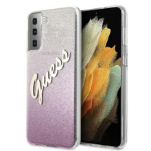 Guess case for Samsung Galaxy S21 Plus GUHCS21MPCUGLSPI pink hard case Glitter Vintage Logo