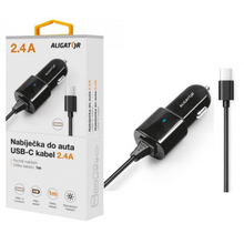Autonabíjačka ALIGATOR USB-C, 2.4A, Turbo charge, čierna