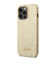 Guess PC/TPU Glitter Flakes Metal Logo Zadní Kryt pro iPhone 14 Pro Gold