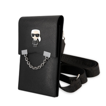 Karl Lagerfeld Saffiano Metal Ikonik Wallet Phone Bag Black