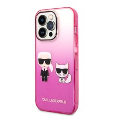Karl Lagerfeld Gradient Karl and Choupette Zadní Kryt pro iPhone 14 Pro Pink