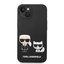 Karl Lagerfeld and Choupette Liquid Silicone Zadní Kryt pro iPhone 14 Plus Black