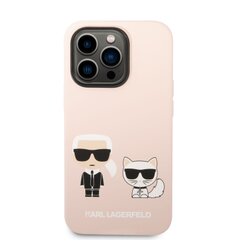 Karl Lagerfeld and Choupette Liquid Silicone Zadní Kryt pro iPhone 14 Pro Pink