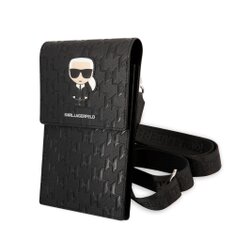 Karl Lagerfeld Monogram Ikonik Wallet Phone Bag Black