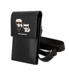 Karl Lagerfeld Saffiano Karl and Choupette Wallet Phone Bag Black