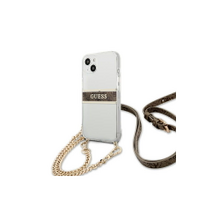 Guess case for iPhone 13 mini 5,4&quot; GUHCP13SKC4GBGO transparent hard case 4G Brown Strap Gold C