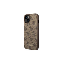 Guess case for iPhone 14 Plus 6,7&quot; GUHCP14MG4GFBR brown Basic PC/TPU 4G PU case Gold Logo