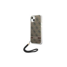 Guess case for iPhone 14 Pro 6,1&quot; GUOHCP14LH4STW brown HC PC/TPU Print 4G Cord