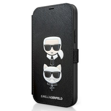 Karl Lagerfeld case for iPhone 12 Mini 5,4&quot; KLFLBKP12SSAKICKCBK black book case Saffiano Karl
