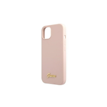 Guess case for iPhone 13 Pro Max 6,7&quot; GUHMP13XLSLMGLP light pink hard case Silicone Script Gol