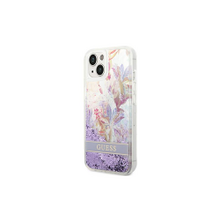 Guess case for iPhone 14 Plus 6,7&quot; GUHCP14MLFLSU purple hardcase Flower Liquid Glitter
