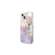 Guess case for iPhone 13 Mini GUHCP13SLFLSU purple hard case Glitter Flower