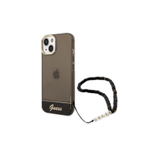 Guess case for iPhone 14 6,1&quot; GUHCP14SHGCOHK black hardcase Translucent Pearl Strap