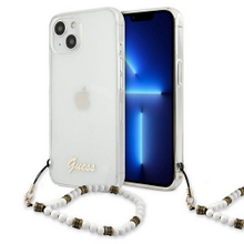 Guess case for iPhone 13 Mini 5,4&quot; GUHCP13SKPSWH Transparent hard case White Pearl