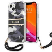 Guess case for iPhone 13 Mini 5,4&quot; GUHCP13SKCABBK black hard case Camo Strap Collection
