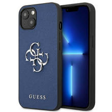 Guess case for iPhone 13 Mini 5,4&quot; GUHCP13SSA4GSBL blue hard case Saffiano 4G Metal Logo