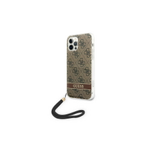 Guess case for IPhone 12/12 Pro 6,1&quot; GUOHCP12MH4STW hard case brown Print 4G Cord