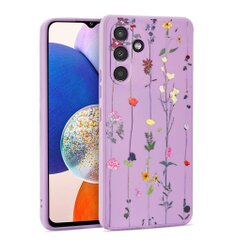Puzdro Tech-Protect Samsung Galaxy A14 4G/5G, Lúčne kvety - fialové