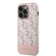 Guess PU G Cube MagSafe Kompatibilní Zadní Kryt pro iPhone 13 Pro Max Pink