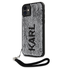 Karl Lagerfeld Sequins Reversible Zadní Kryt pro iPhone 11 Black/Silver