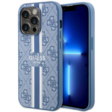 Guess case for iPhone 14 Pro 6,1&quot; GUHMP14LP4RPSB blue hardcase Magsafe 4G Printed Stripes